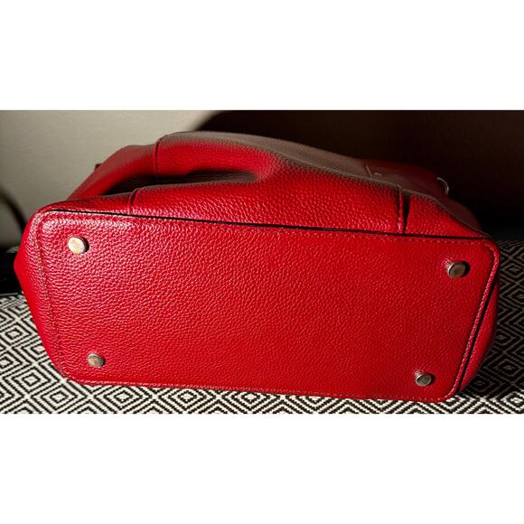 Dana Buchman Red Leather Shoulder Handbag Purse - Picture 4 of 8
